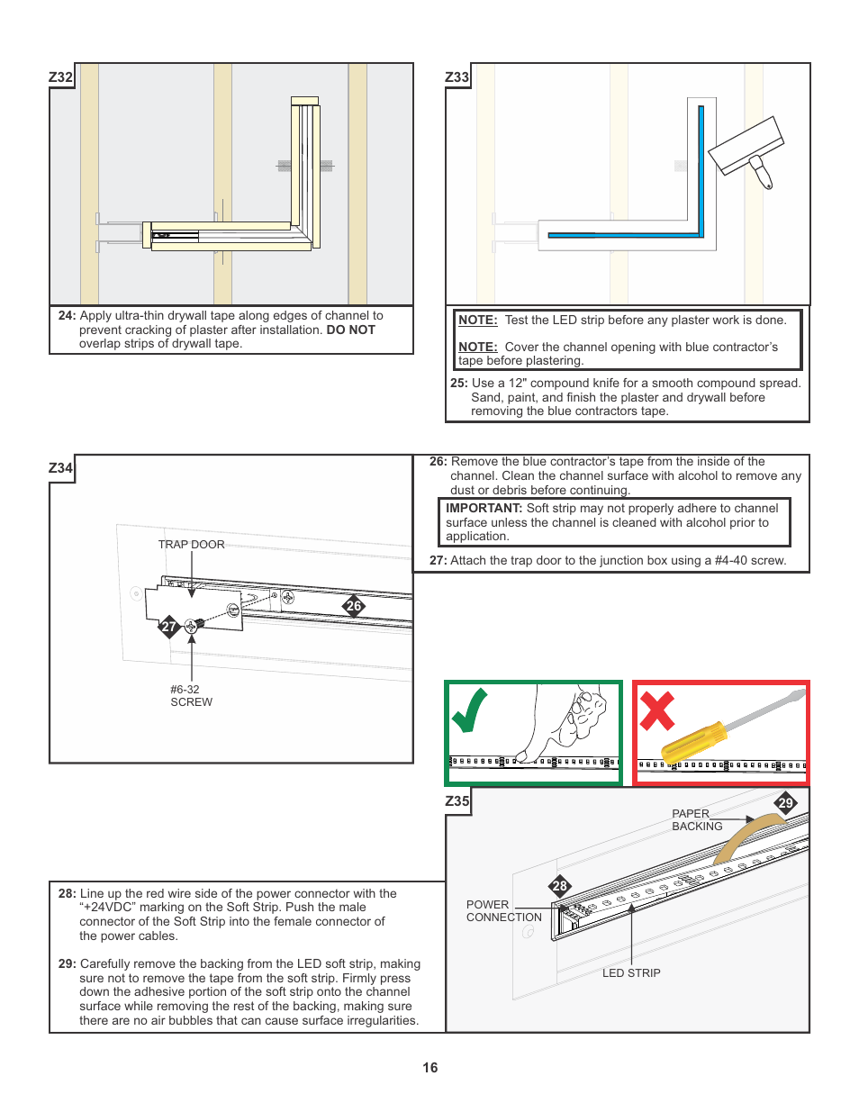 Edge Lighting TruLine .5A, 24VDC - Plaster-In LED System User Manual | Page 16 / 17