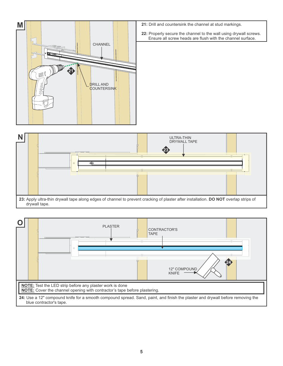Mn o | Edge Lighting TruLine .5A, 24VDC - Plaster-In LED System User Manual | Page 5 / 17
