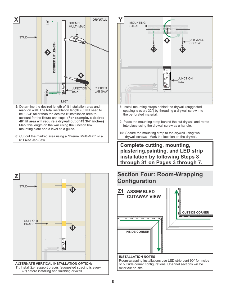 Xy z | Edge Lighting TruLine .5A, 24VDC - Plaster-In LED System User Manual | Page 8 / 17