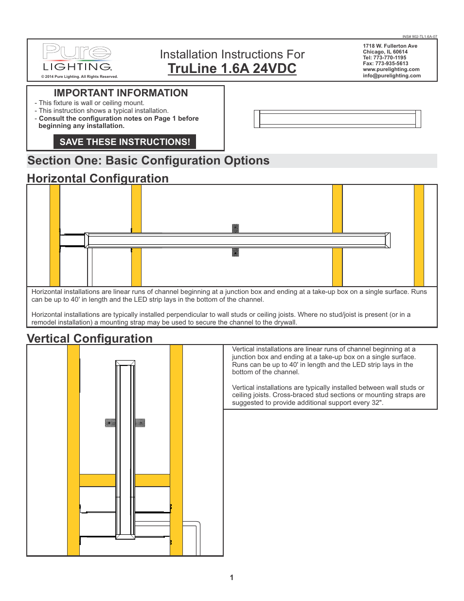 Edge Lighting TruLine 1.6A, 24VDC - Plaster-In LED system User Manual | 17 pages