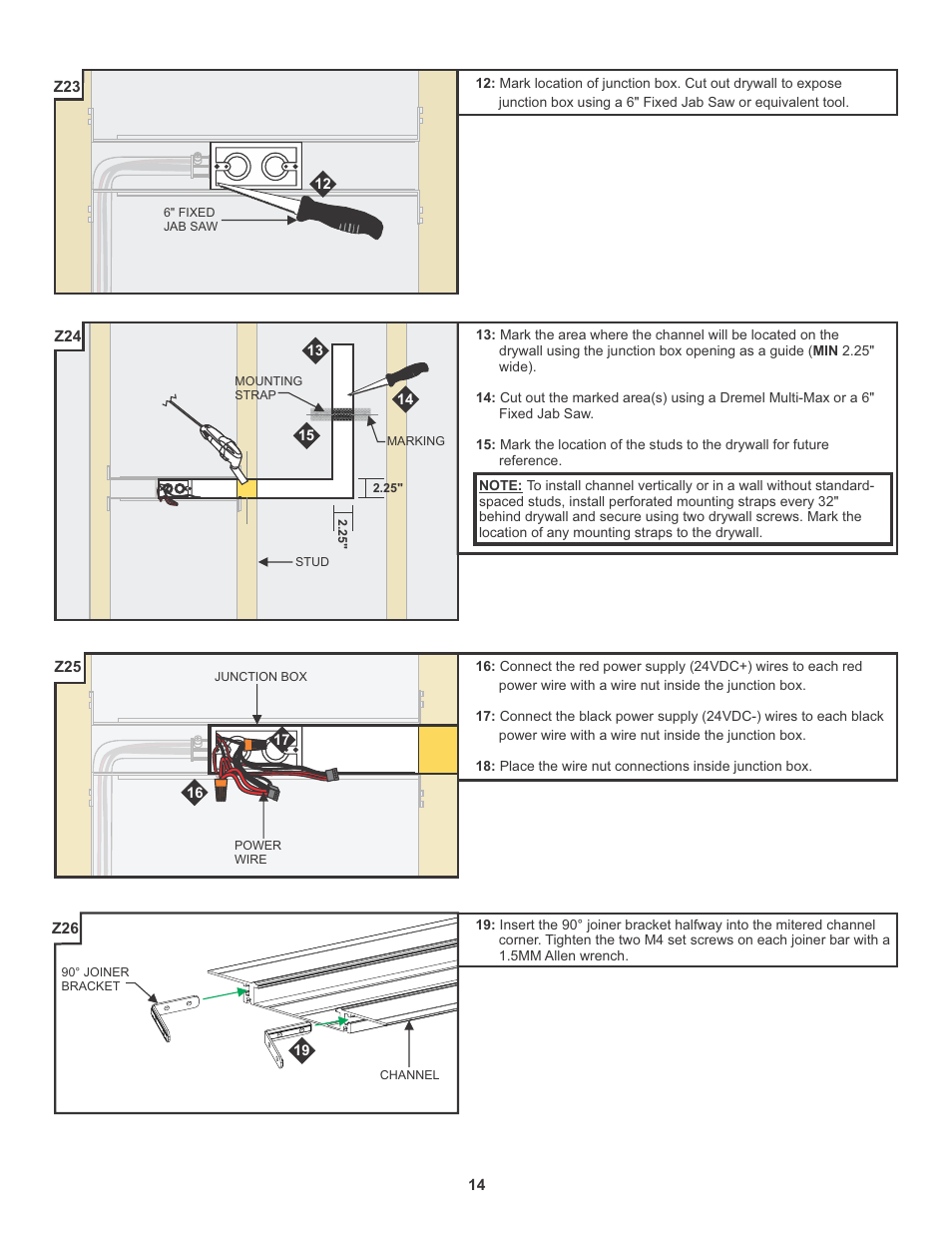 Edge Lighting TruLine 1.6A, 24VDC - Plaster-In LED system User Manual | Page 14 / 17