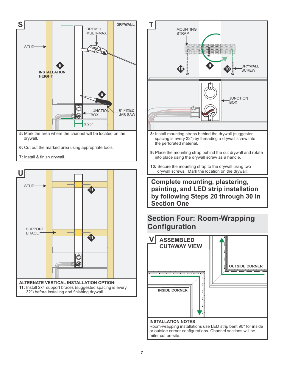St u v | Edge Lighting TruLine 1.6A, 24VDC - Plaster-In LED system User Manual | Page 7 / 17
