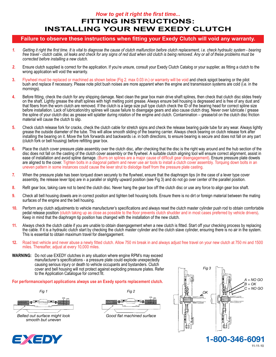 EXEDY Clutch User Manual | 2 pages