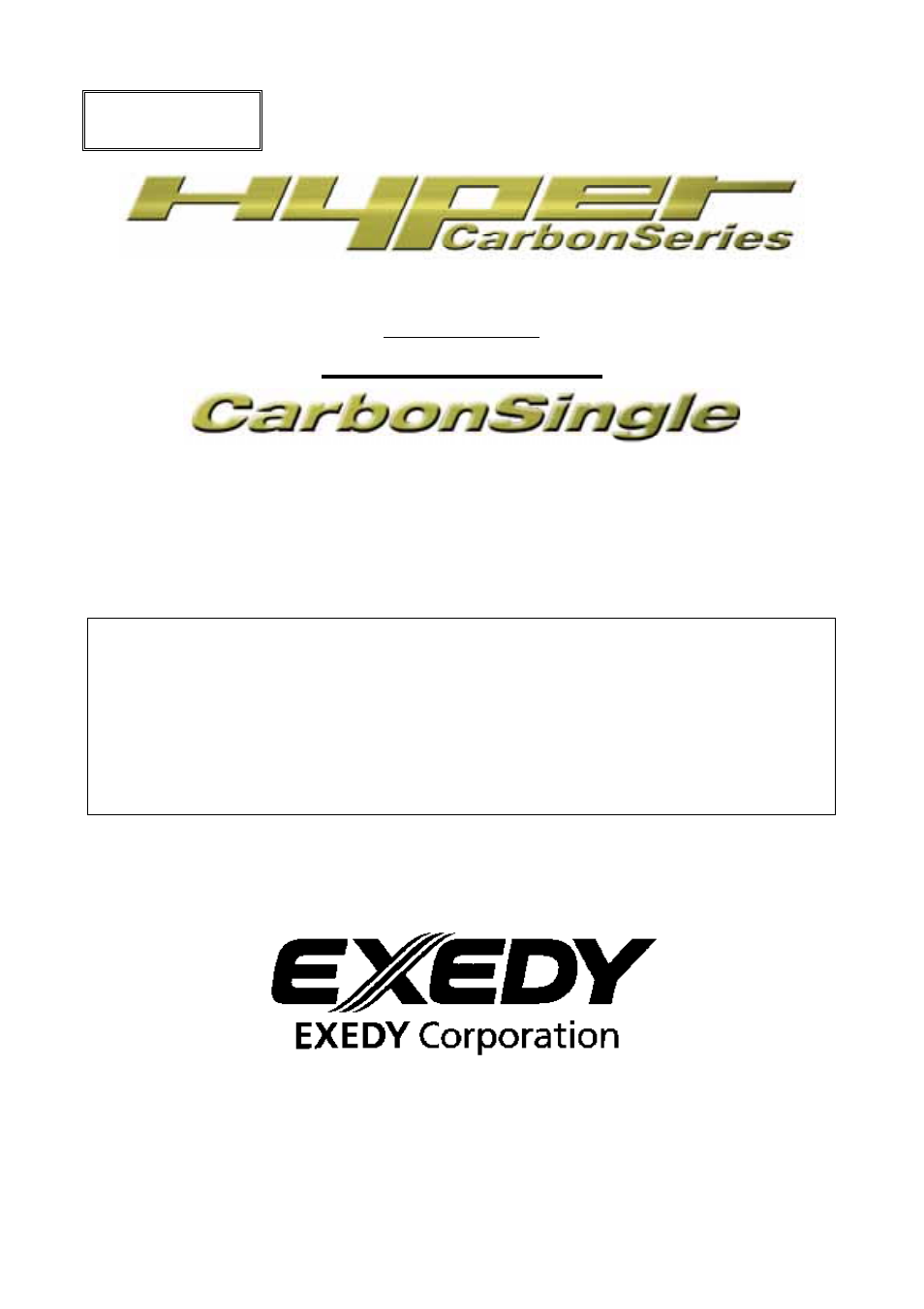 EXEDY Carbon Single User Manual | 20 pages