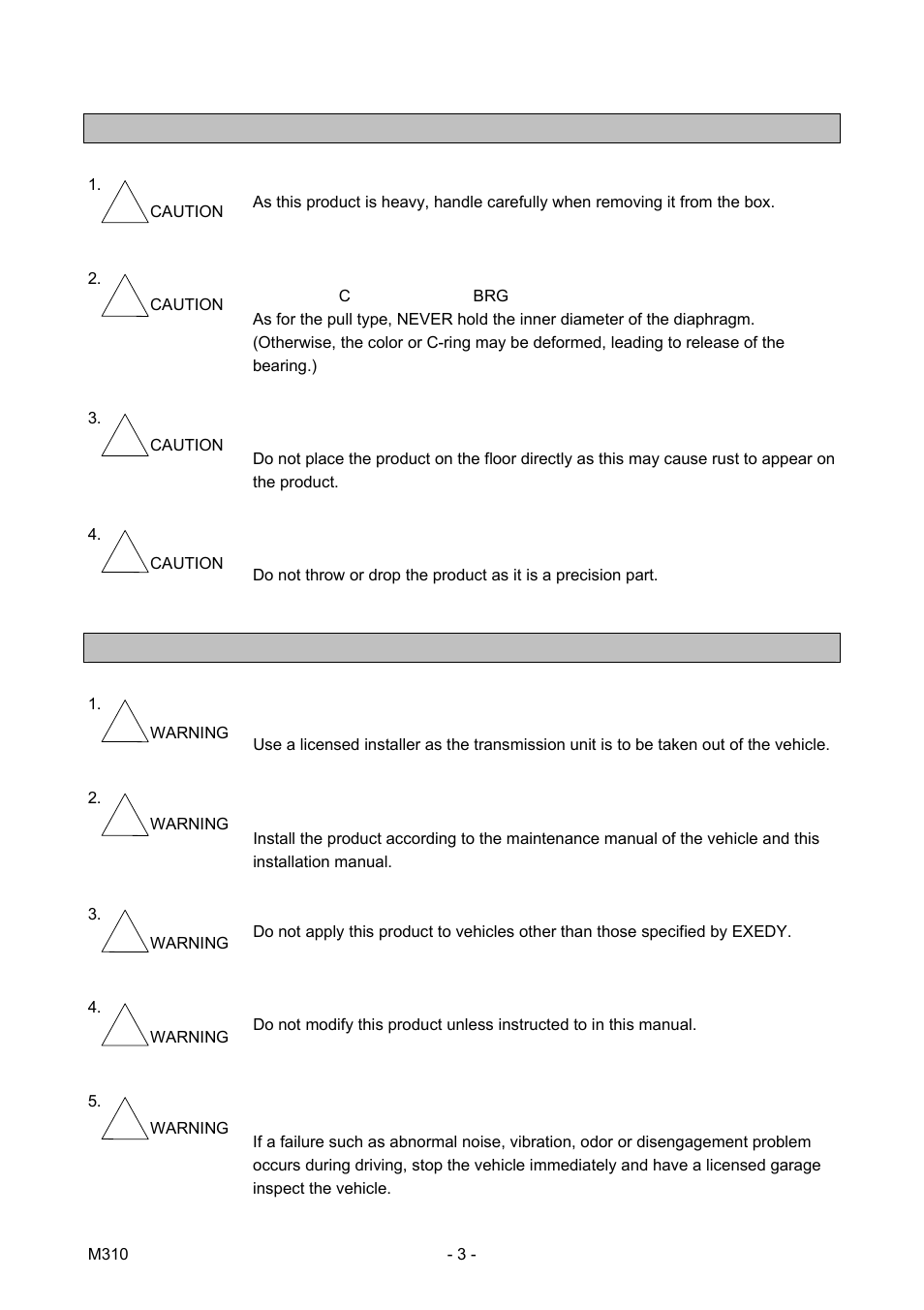 EXEDY Compe-R Multi User Manual | Page 3 / 17
