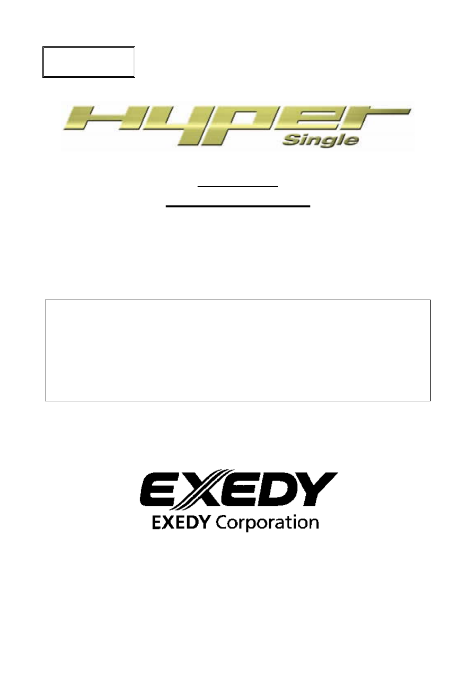 EXEDY Hyper Single User Manual | 18 pages