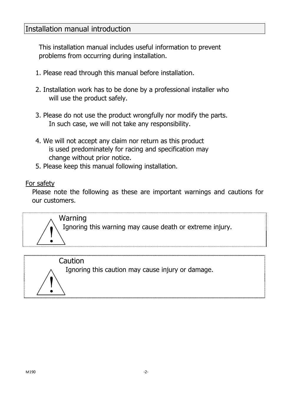 EXEDY GT04SD Multi User Manual | Page 2 / 8