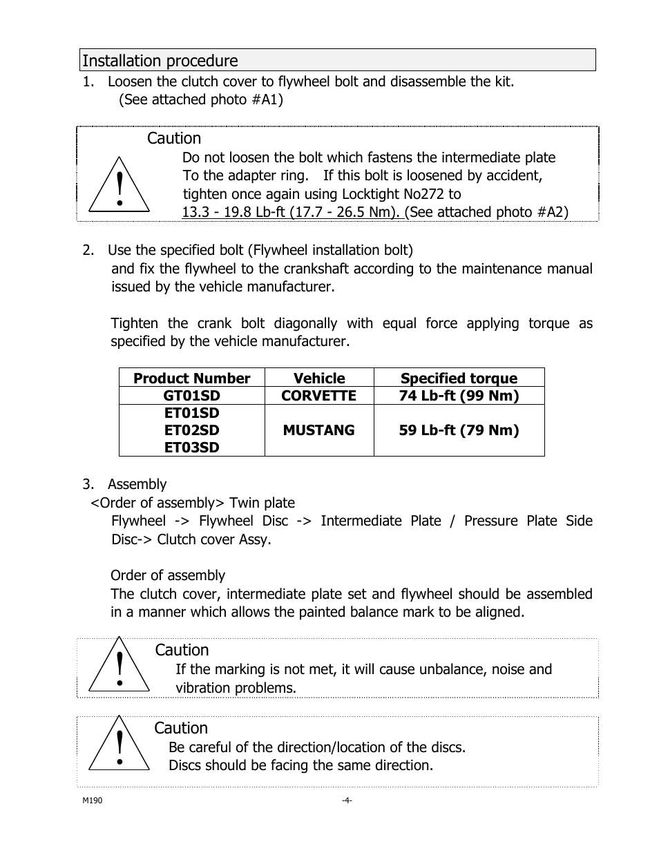 EXEDY ET03SD Standard Twin FORD User Manual | Page 4 / 8