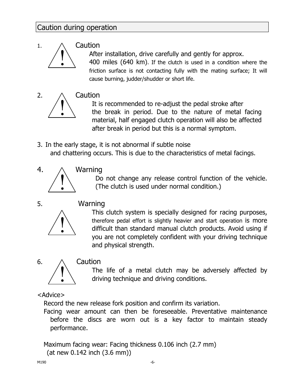 EXEDY ET03SD Standard Twin FORD User Manual | Page 6 / 8
