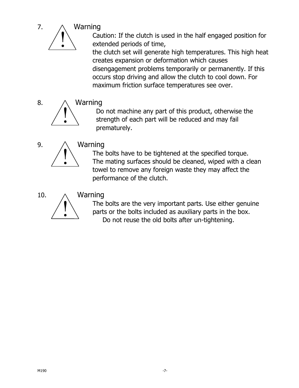 EXEDY ET03SD Standard Twin FORD User Manual | Page 7 / 8