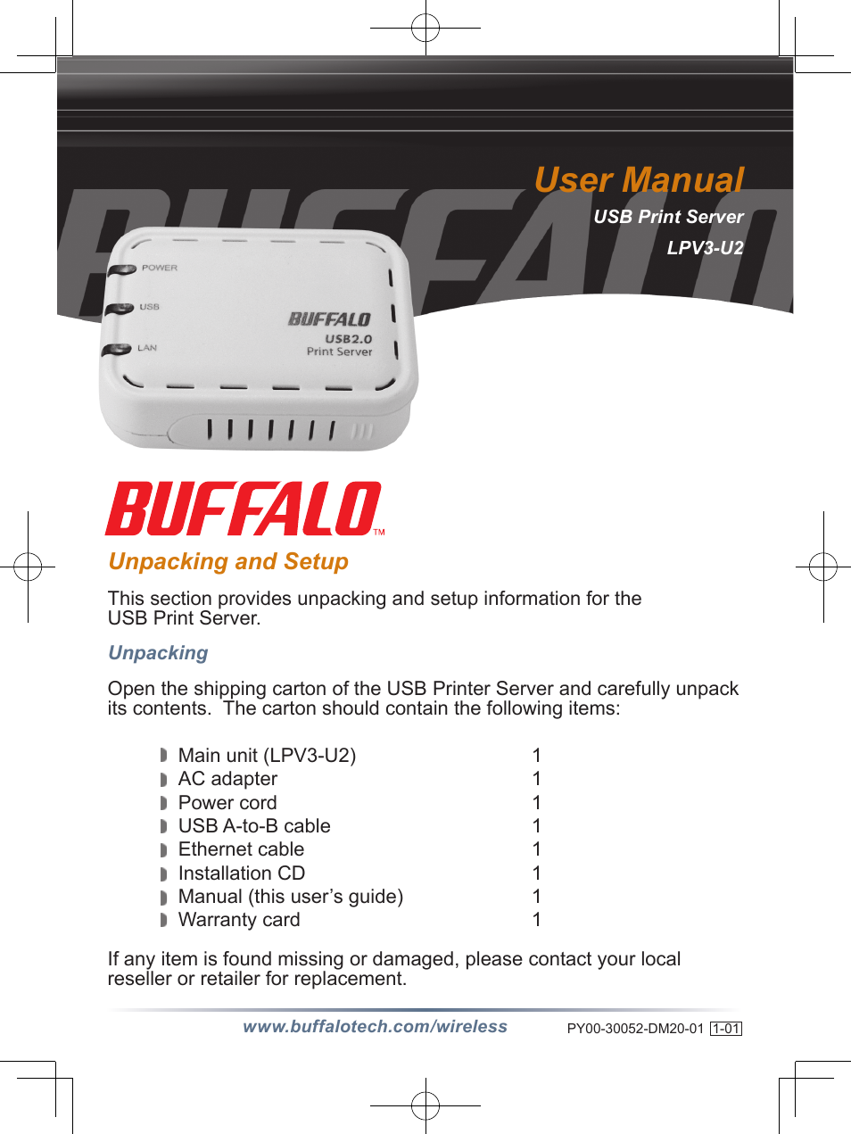 Buffalo Technology Buffalo Network USB Print Server LPV3-U2 User Manual | 24 pages