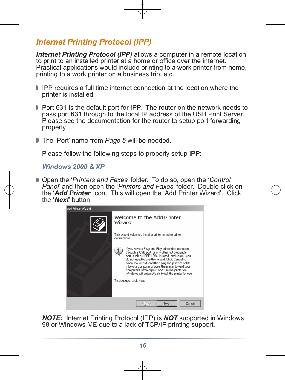 Internet printing protocol (ipp) | Buffalo Technology Buffalo Network USB Print Server LPV3-U2 User Manual | Page 16 / 24