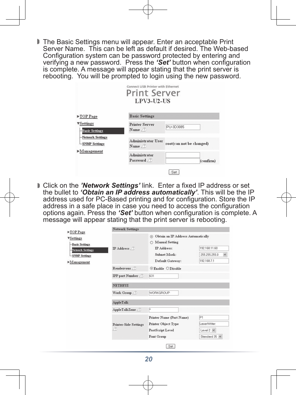 Buffalo Technology Buffalo Network USB Print Server LPV3-U2 User Manual | Page 20 / 24