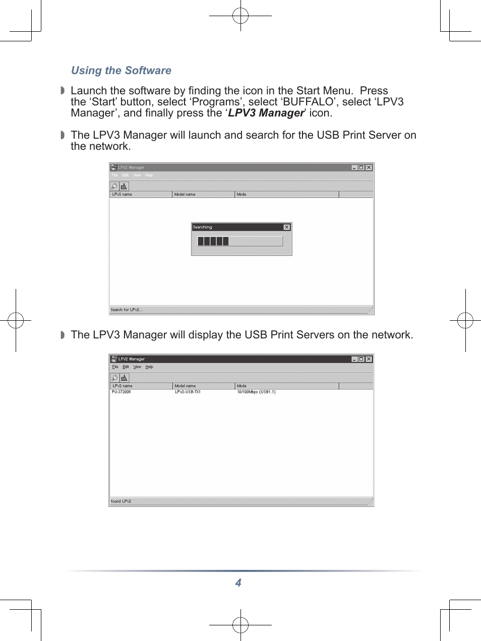 Buffalo Technology Buffalo Network USB Print Server LPV3-U2 User Manual | Page 4 / 24