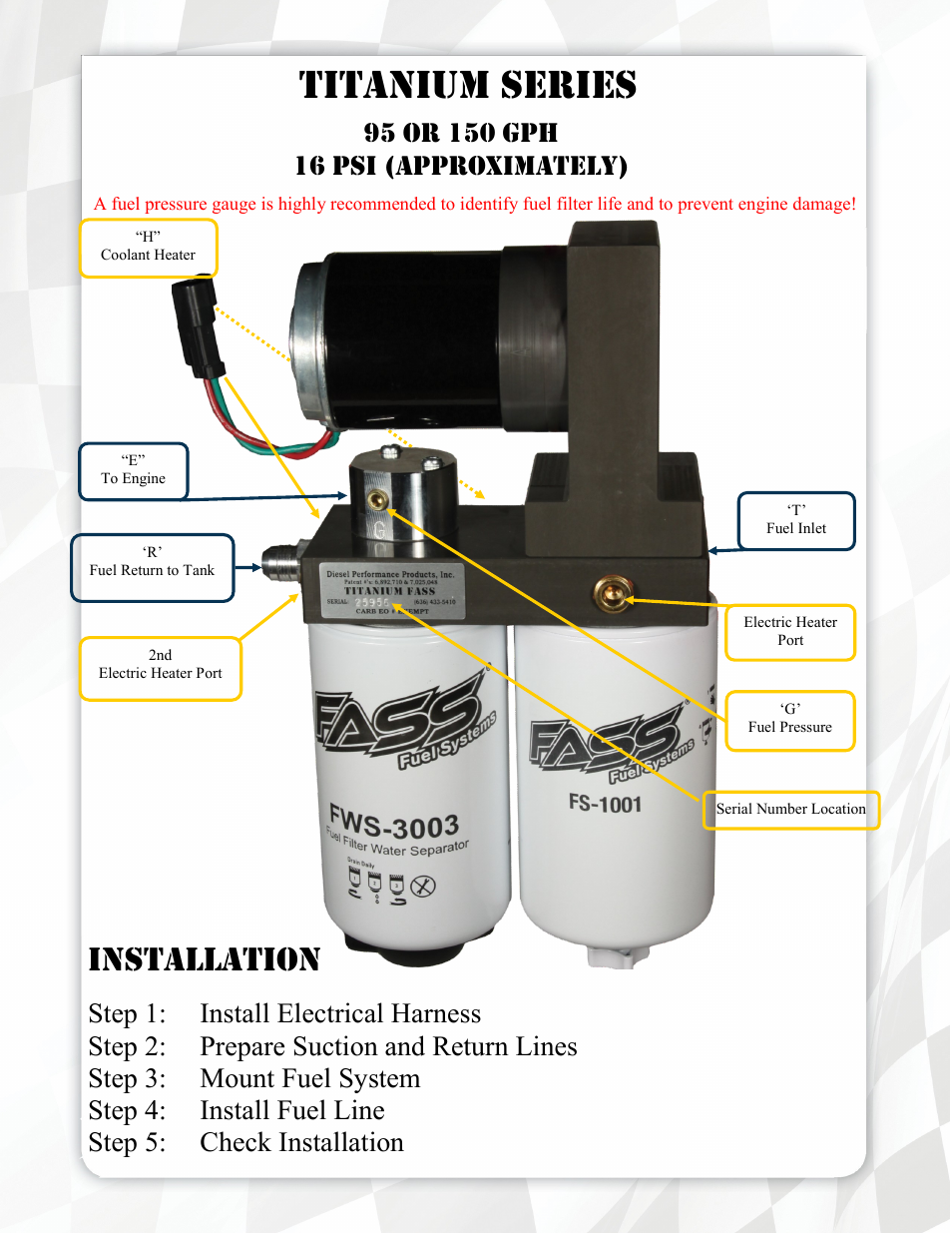Titanium series, Installation | FASS T D07 150G User Manual | Page 5 / 20