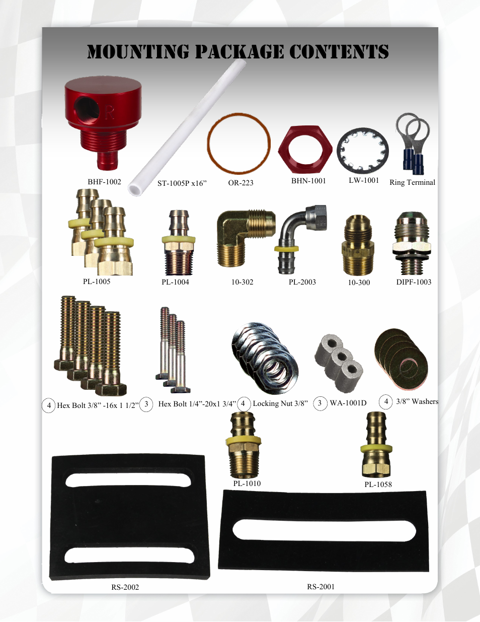 Mounting package contents | FASS T D08 260G User Manual | Page 7 / 21