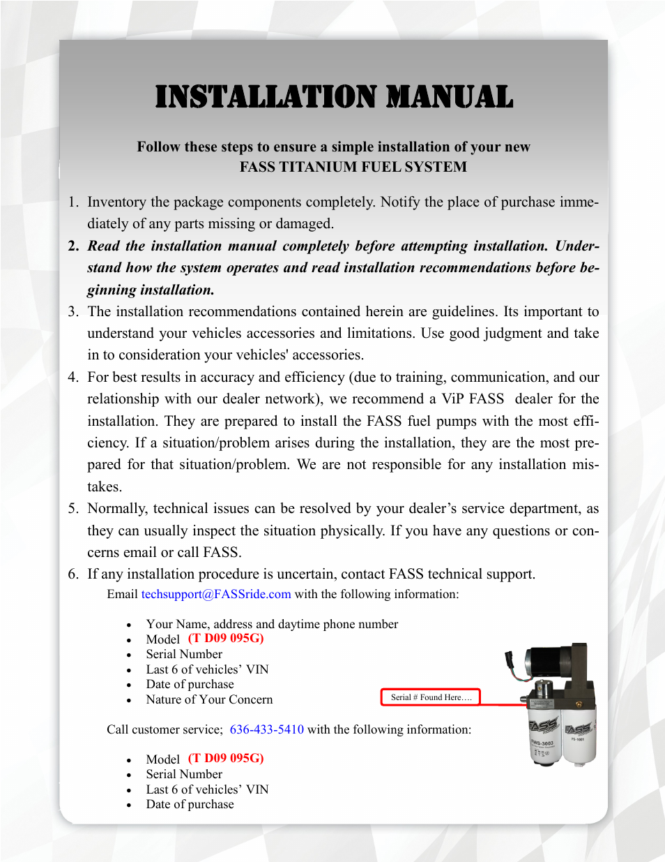 Installation manual | FASS T D09 095G User Manual | Page 4 / 19