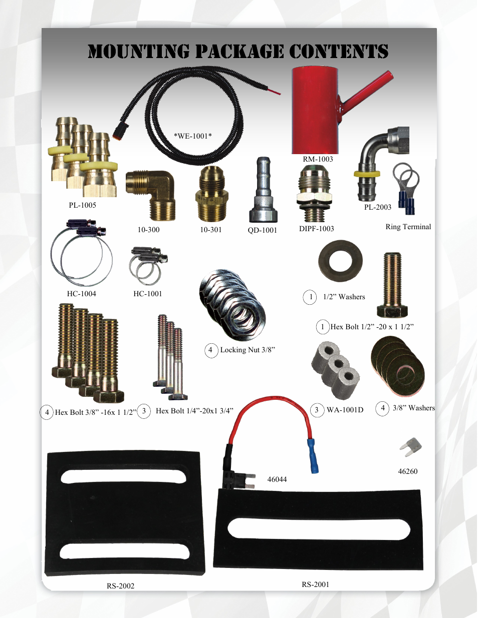 Mounting package contents | FASS T D02 150G User Manual | Page 7 / 19