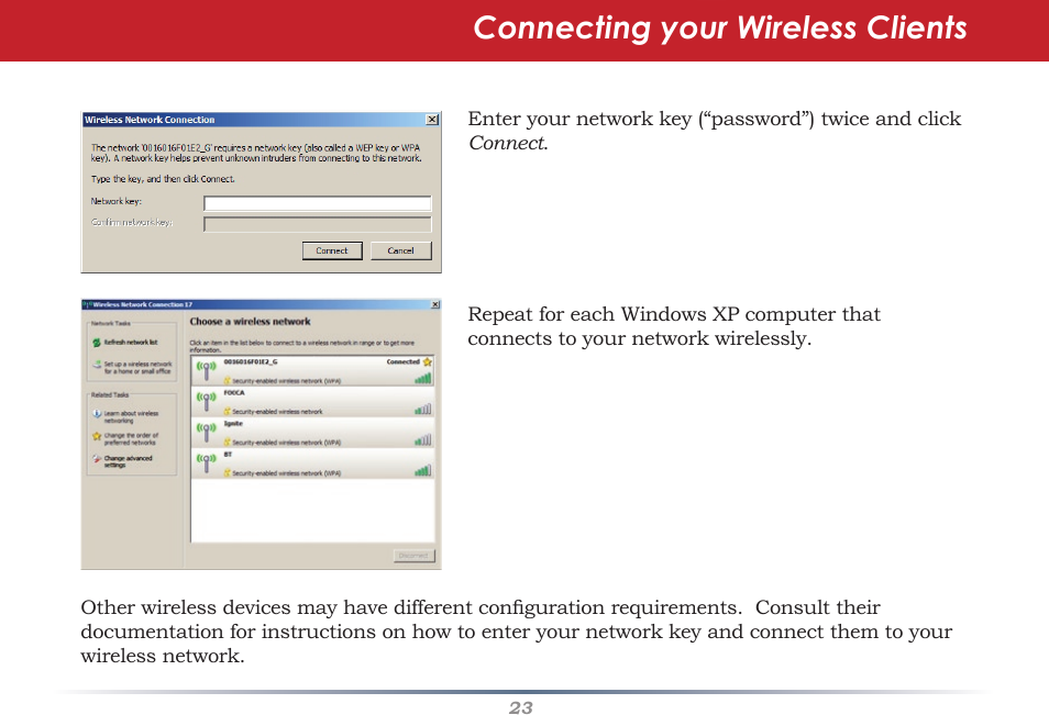 Connecting your wireless clients | Buffalo Technology WHR-G300N User Manual | Page 23 / 48