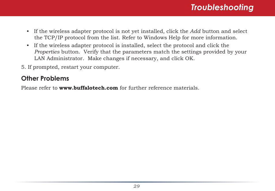 Troubleshooting | Buffalo Technology WHR-G300N User Manual | Page 29 / 48