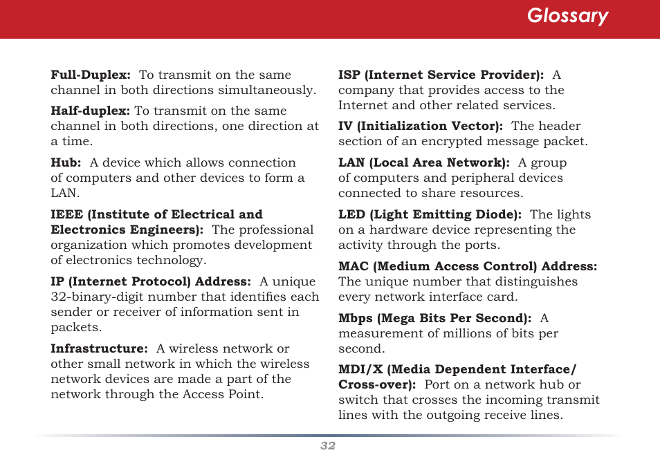 Glossary | Buffalo Technology WHR-G300N User Manual | Page 32 / 48