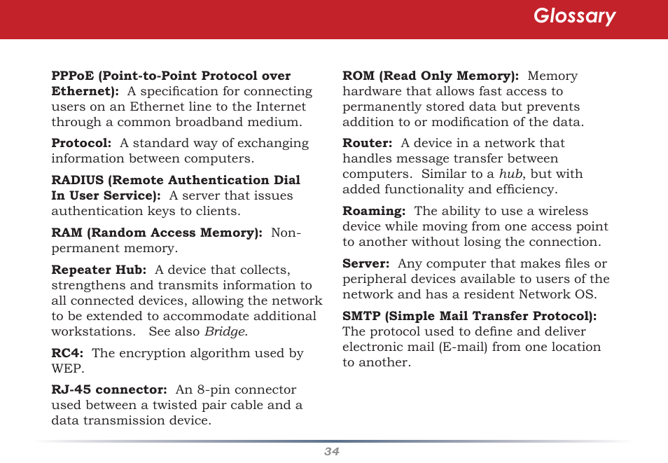 Glossary | Buffalo Technology WHR-G300N User Manual | Page 34 / 48