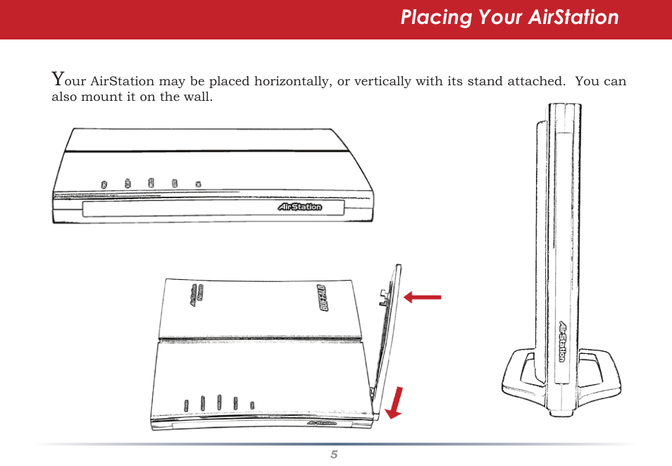 Placing your airstation y | Buffalo Technology WHR-G300N User Manual | Page 5 / 48