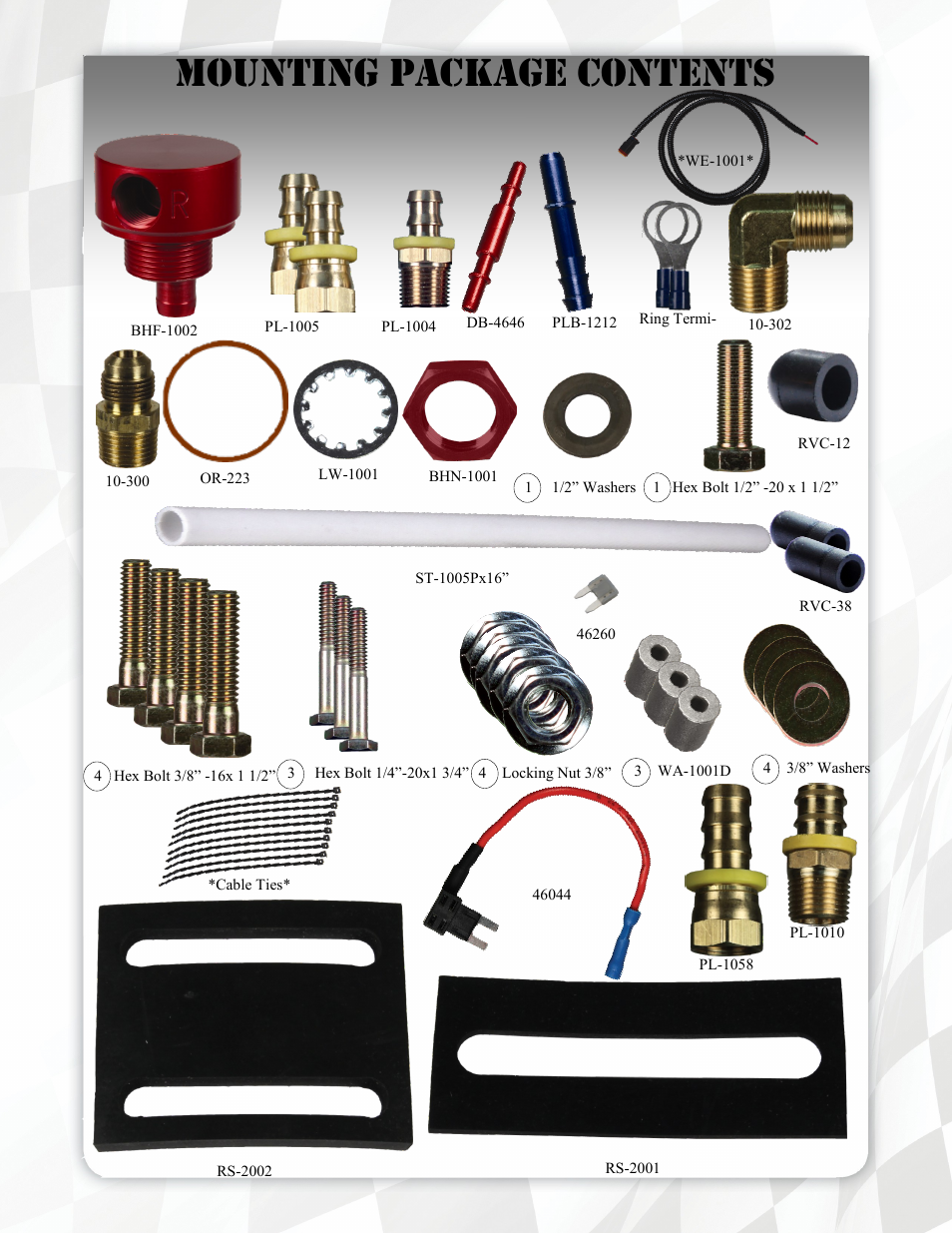 Mounting package contents | FASS T F17 200G User Manual | Page 7 / 21