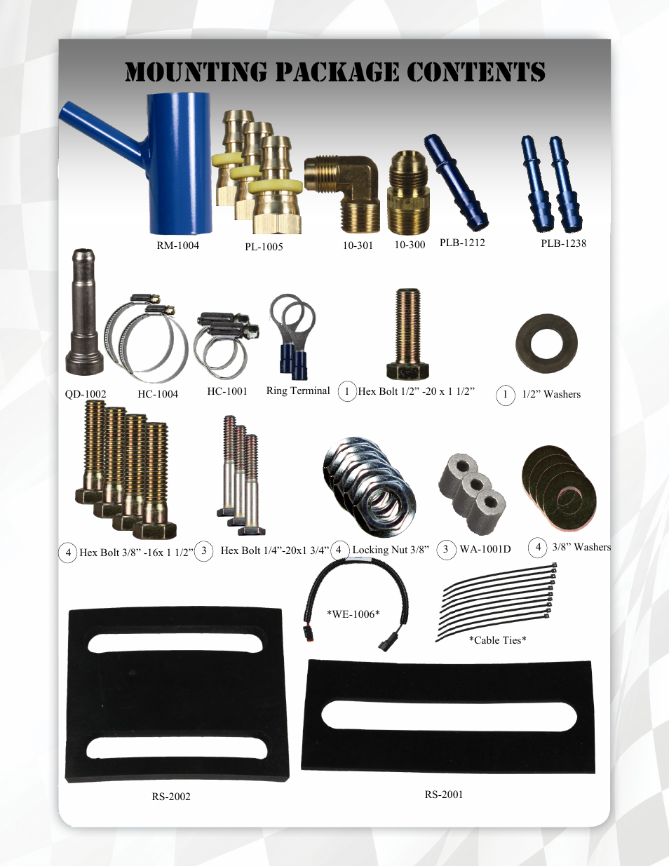 Mounting package contents | FASS T F16 150G User Manual | Page 7 / 19