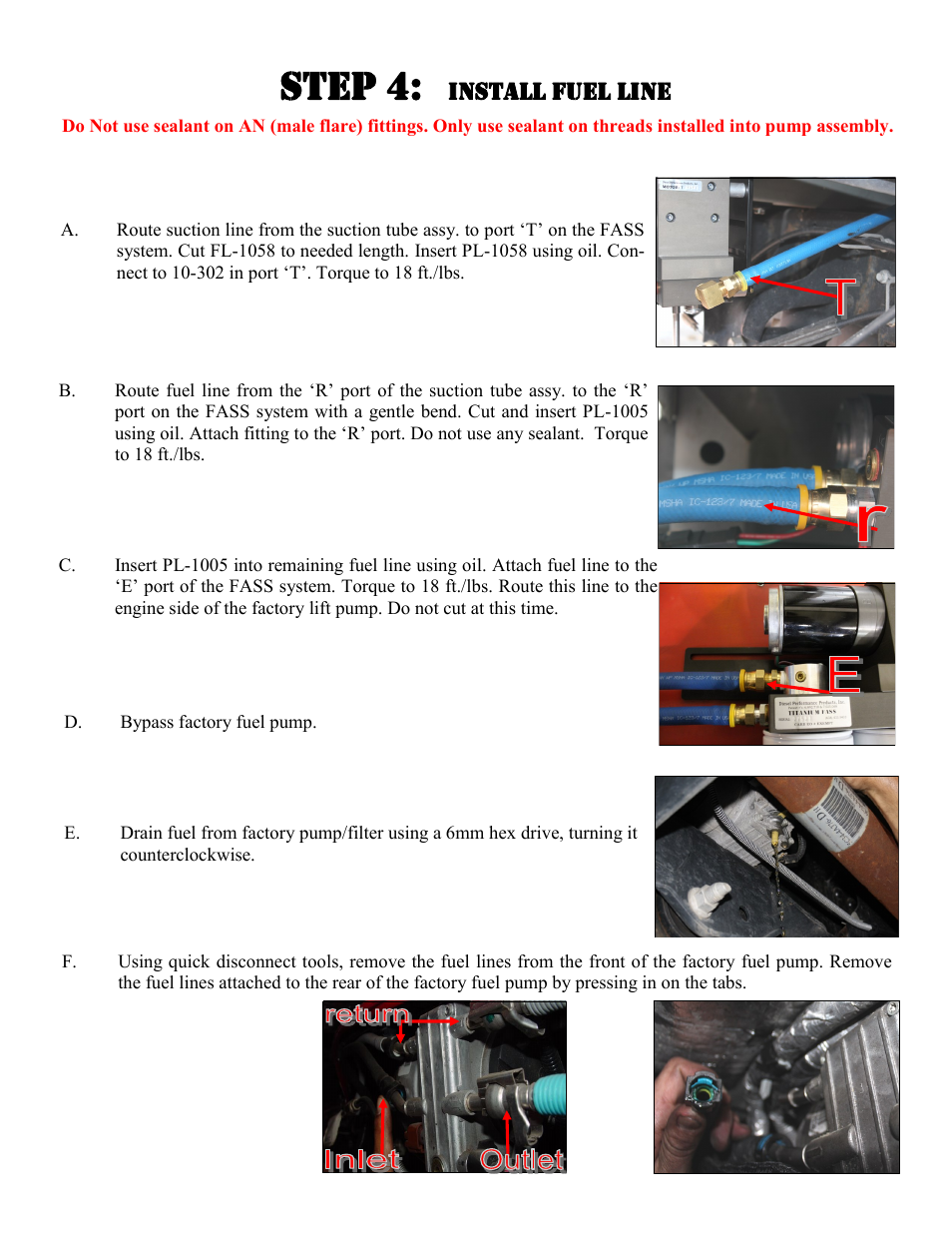 Step 4, Install fuel line | FASS T F16 220G User Manual | Page 16 / 20