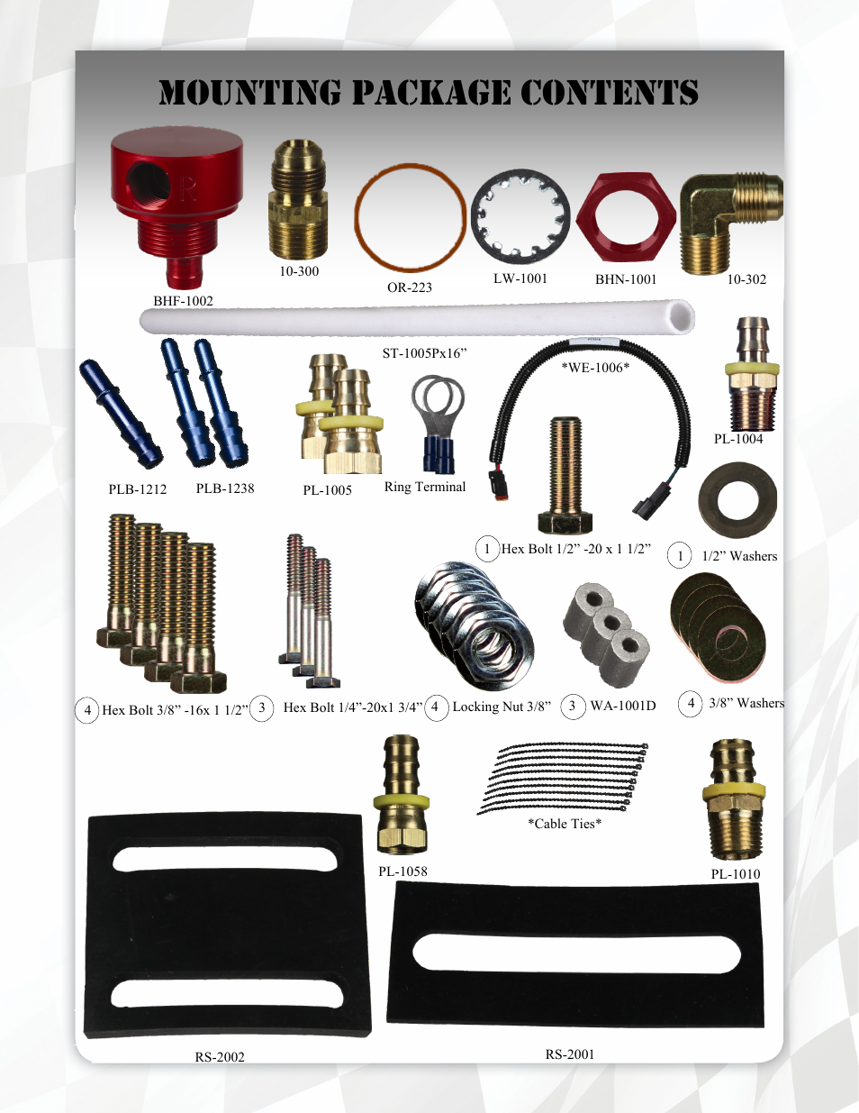 Mounting package contents | FASS T F16 220G User Manual | Page 7 / 20