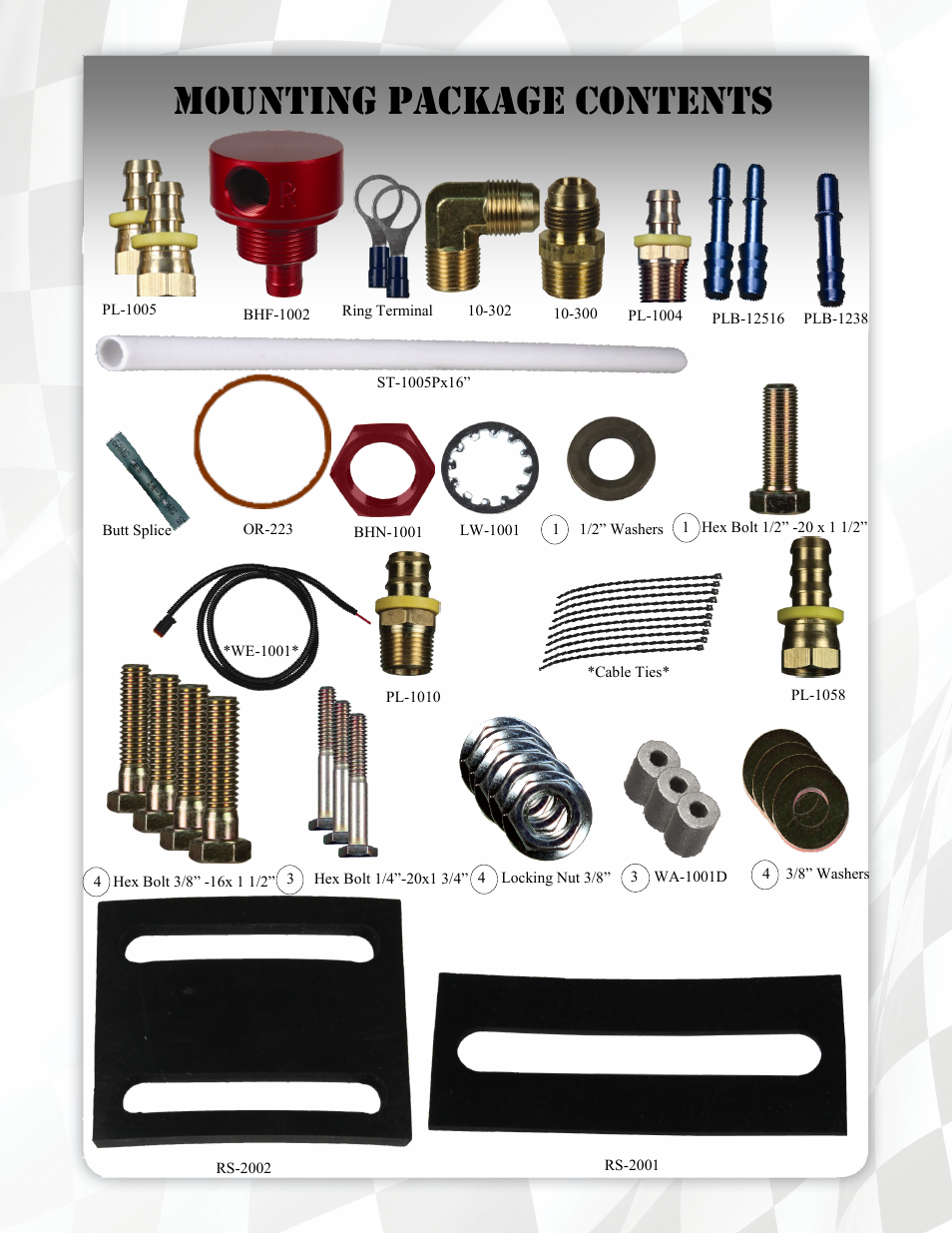 Mounting package contents | FASS T F14 200G User Manual | Page 7 / 21