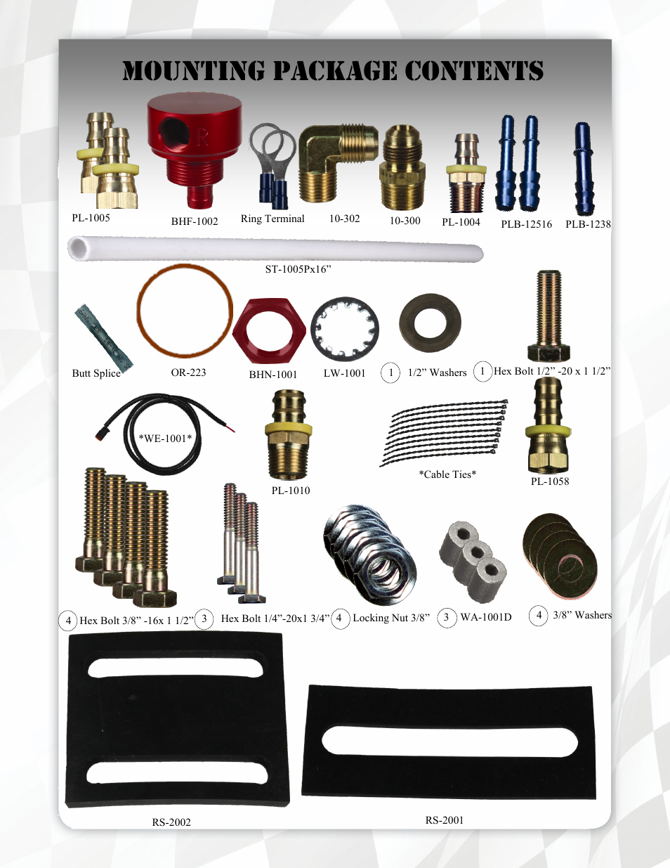 Mounting package contents | FASS T F14 220G User Manual | Page 7 / 21