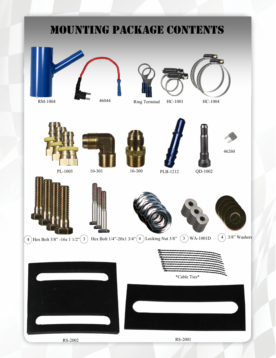 Mounting package contents | FASS T C11 150G User Manual | Page 7 / 20