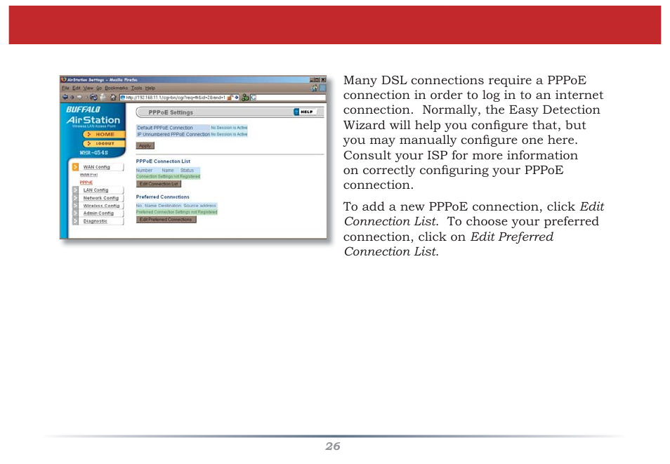 Pppoe | Buffalo Technology Buffalo AirStation MIMO240 Wireless Cable/DSL Router WZR-G240 User Manual | Page 26 / 74