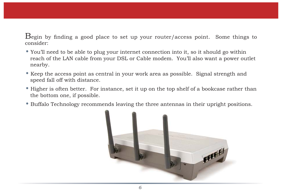 Basic setup | Buffalo Technology Buffalo AirStation MIMO240 Wireless Cable/DSL Router WZR-G240 User Manual | Page 6 / 74