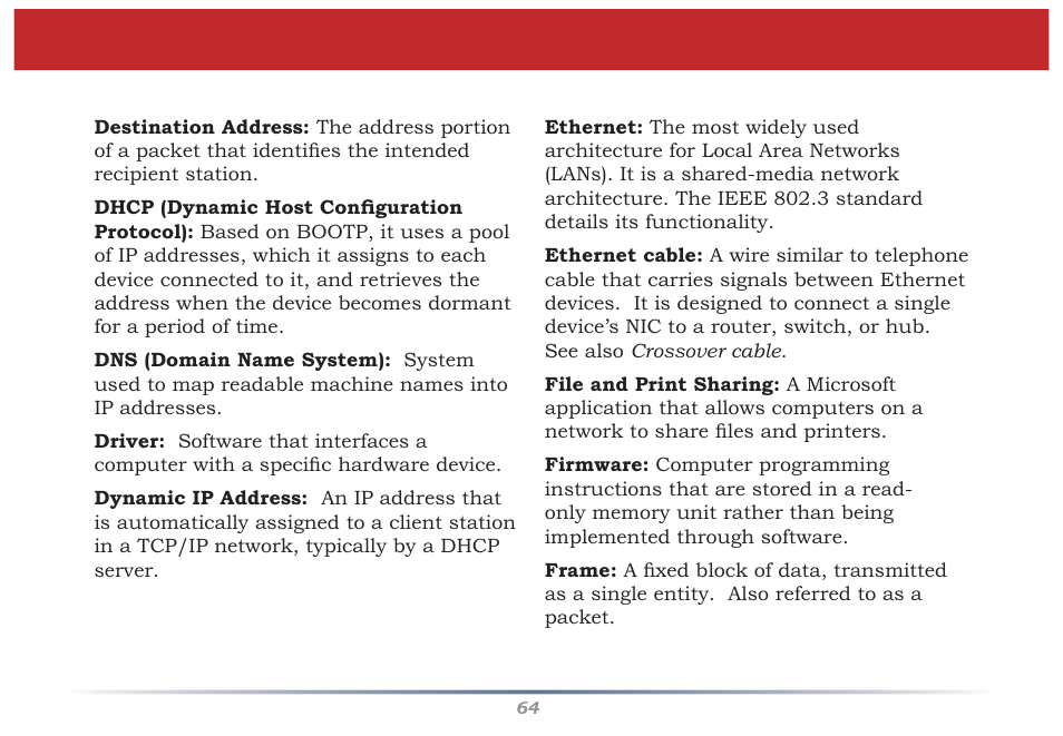 Glossary | Buffalo Technology Buffalo AirStation MIMO240 Wireless Cable/DSL Router WZR-G240 User Manual | Page 64 / 74
