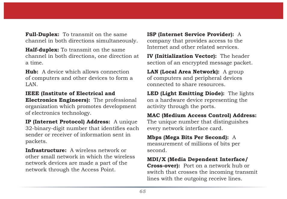 Glossary | Buffalo Technology Buffalo AirStation MIMO240 Wireless Cable/DSL Router WZR-G240 User Manual | Page 65 / 74