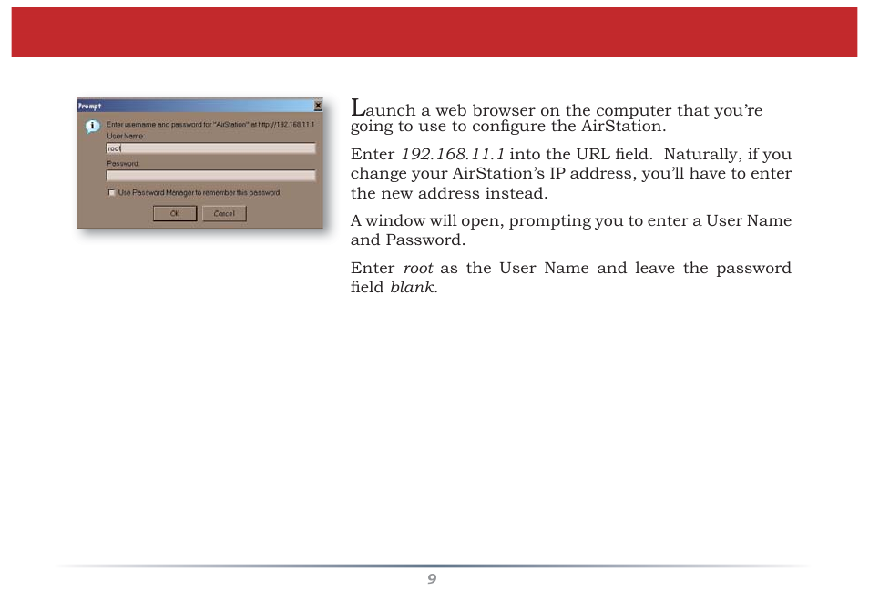 Log in to the confi guration tool | Buffalo Technology Buffalo AirStation MIMO240 Wireless Cable/DSL Router WZR-G240 User Manual | Page 9 / 74