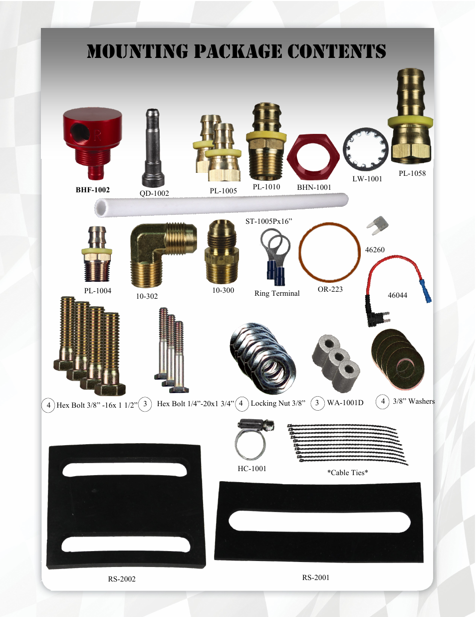 Mounting package contents | FASS T C10 260G User Manual | Page 7 / 21