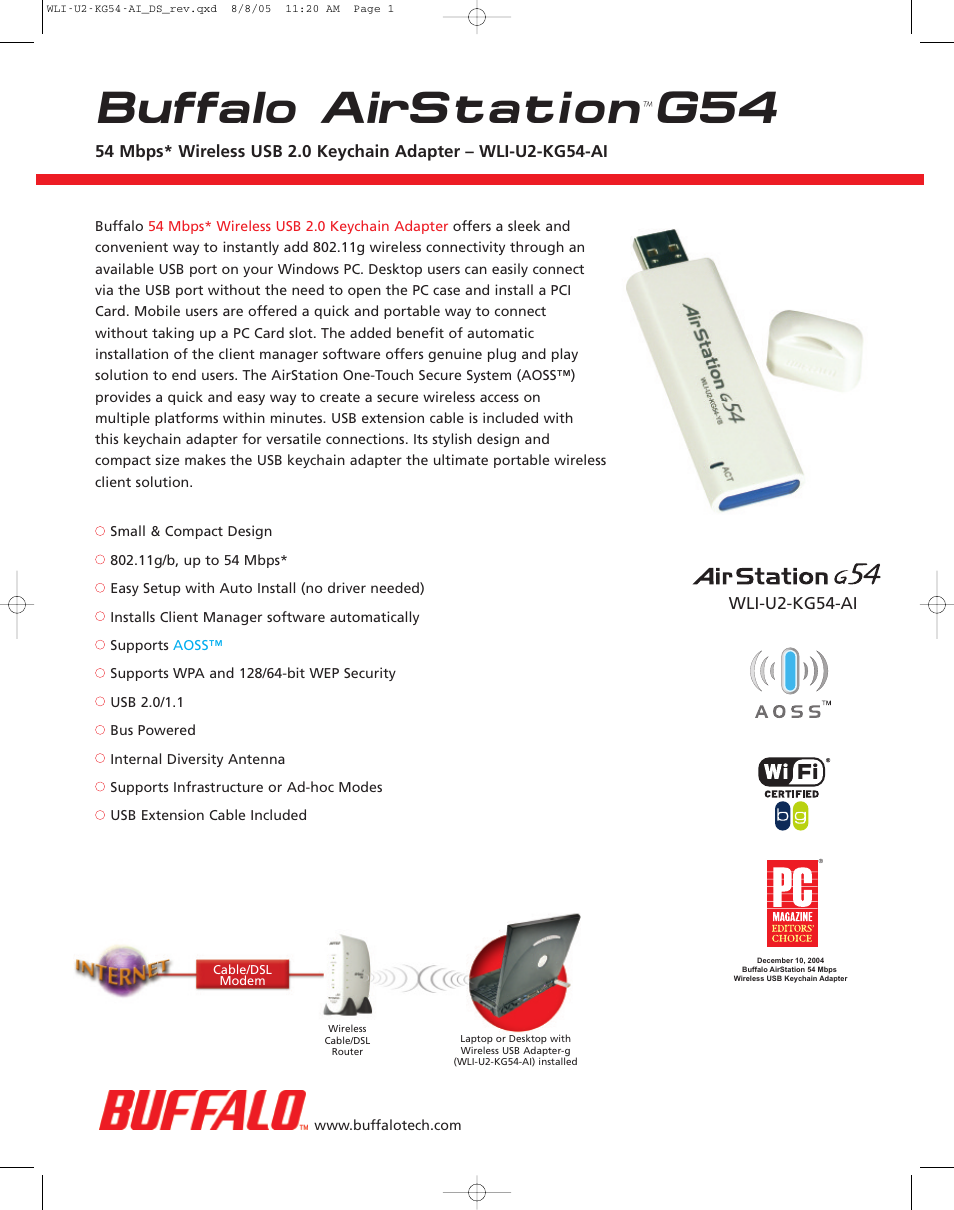 Buffalo Technology WLI-U2-KG54-AI User Manual | 2 pages