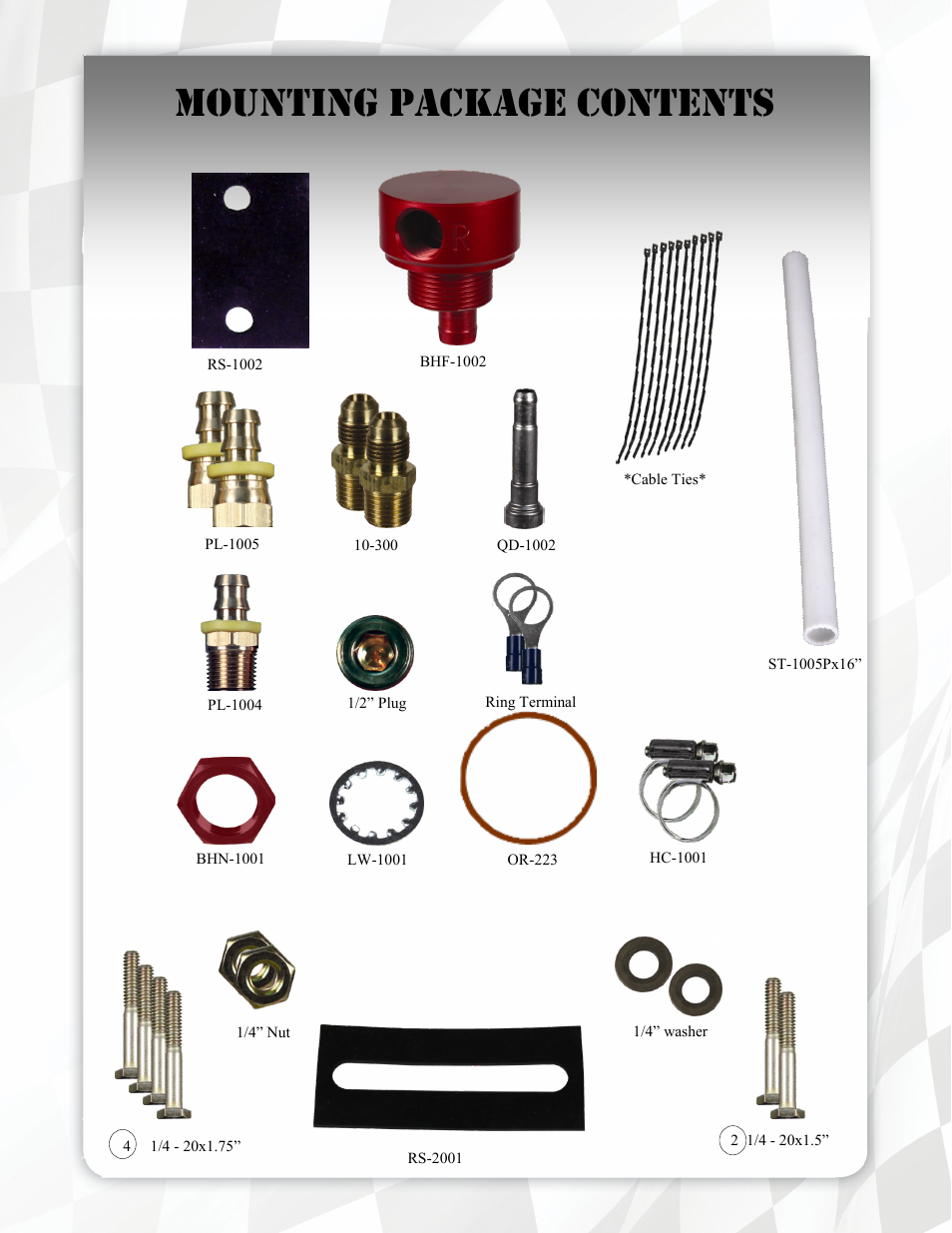 Mounting package contents | FASS FA D05 220G User Manual | Page 7 / 16