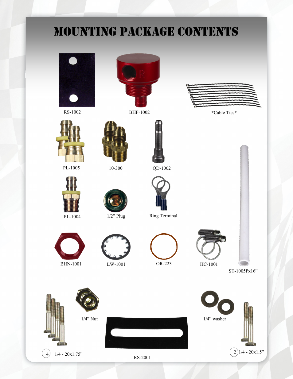 Mounting package contents | FASS FA D05 260G User Manual | Page 7 / 16