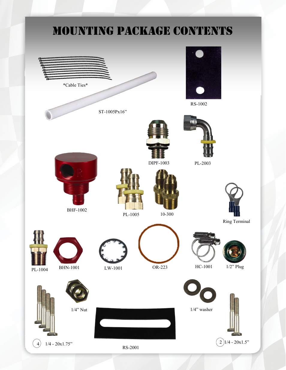 Mounting package contents | FASS FA D07 150G User Manual | Page 7 / 16
