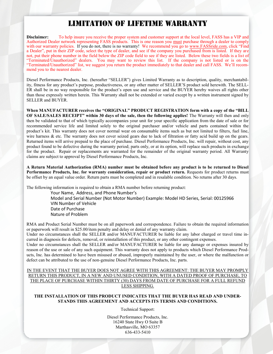 FASS FA D07 220G User Manual | Page 16 / 16