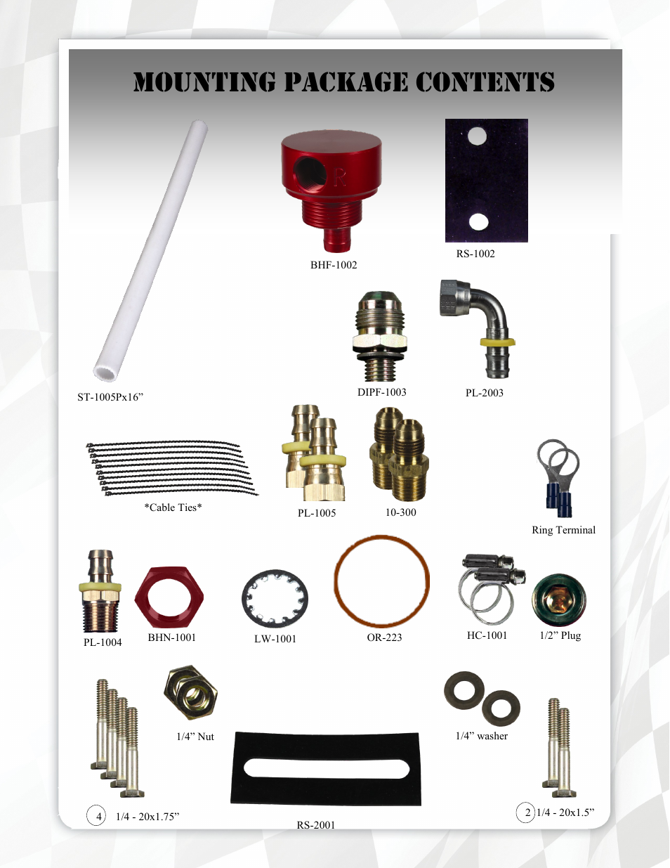 Mounting package contents | FASS FA D07 220G User Manual | Page 7 / 16