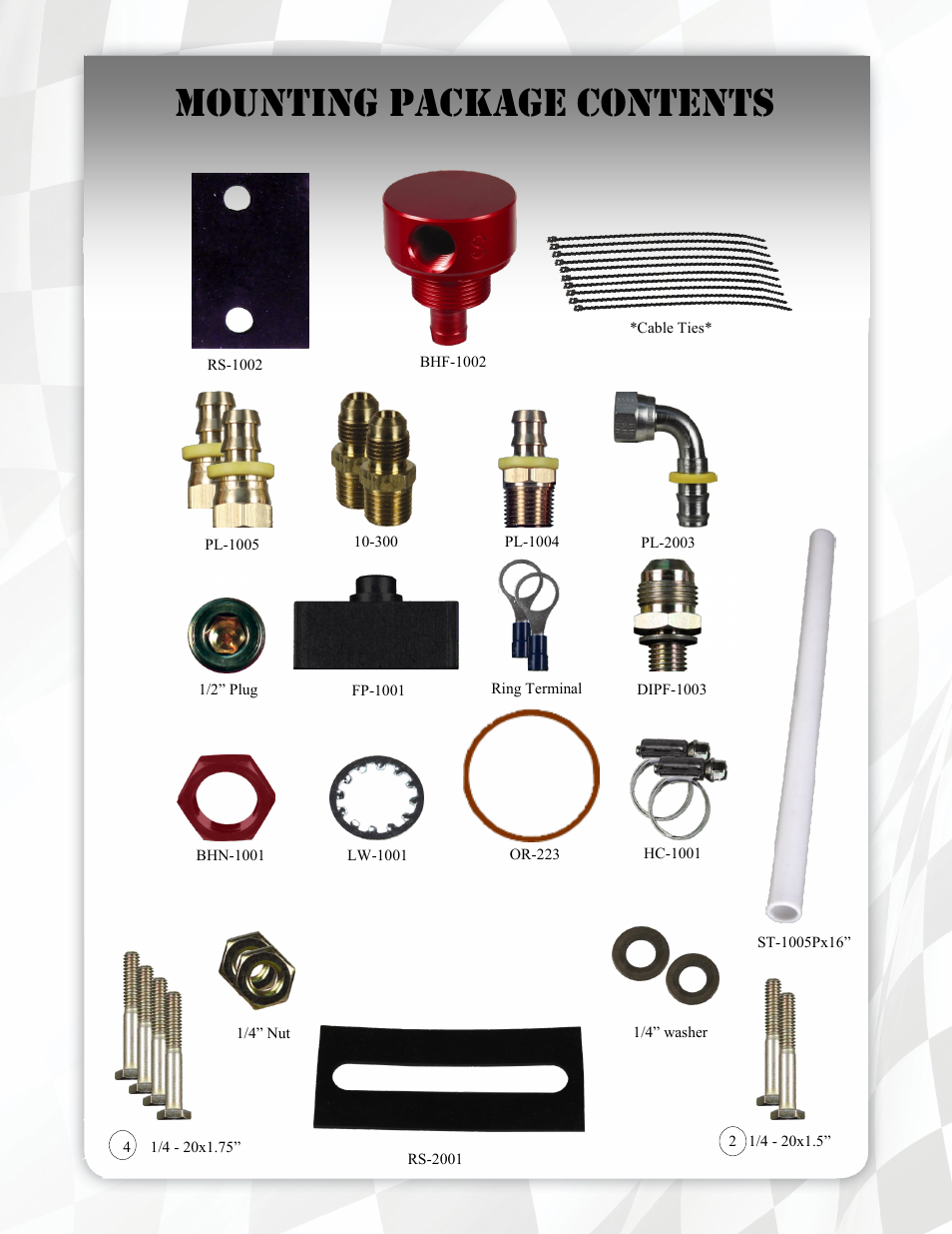 Mounting package contents | FASS FA D08 220G User Manual | Page 7 / 18
