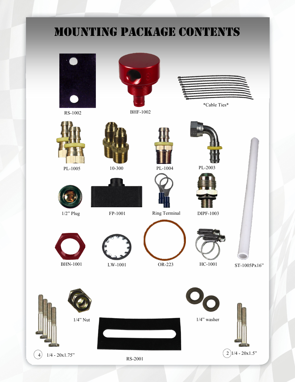 Mounting package contents | FASS FA D08 260G User Manual | Page 7 / 18