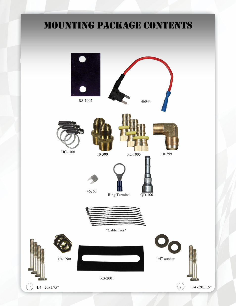 Mounting package contents | FASS FA D09 095G User Manual | Page 7 / 15