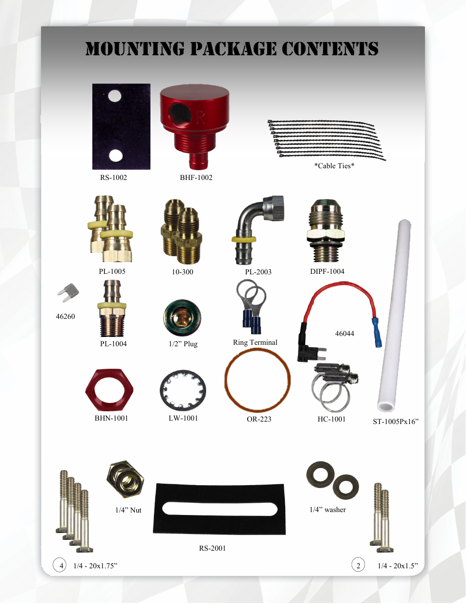 Mounting package contents | FASS FA D10 125G User Manual | Page 7 / 18